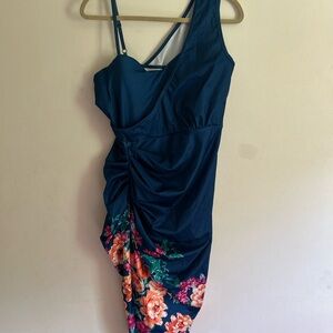 Blue Asymmetrical One Shoulder Bodycon Dress